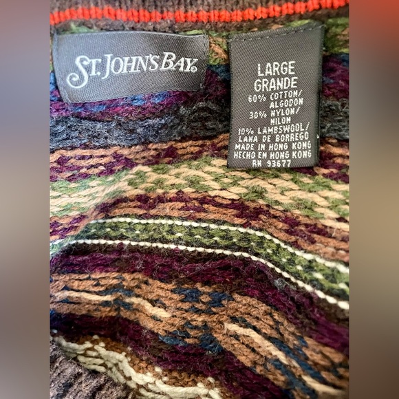 Fair Isle Style V-Neck sweater by St.John’s Bay - Cotton Blend Sz. Large - Picture 6 of 6